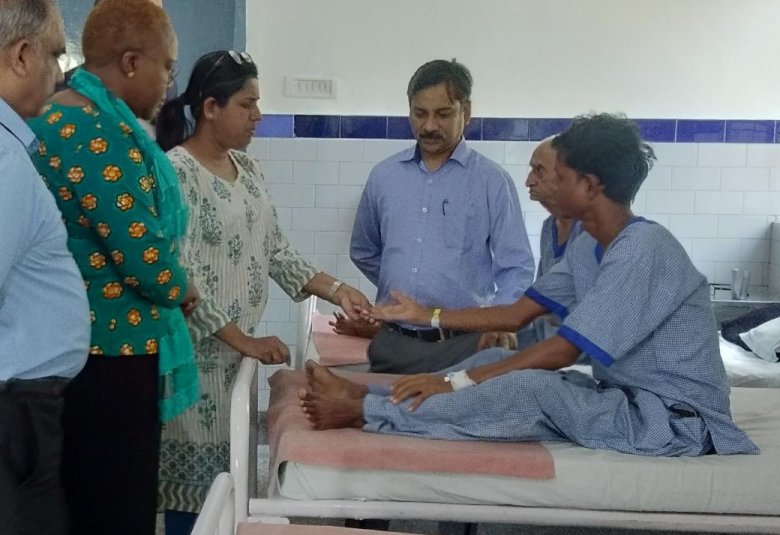 Patient examined at The Leprosy Mission Trust India Hospital in Shahdara, India