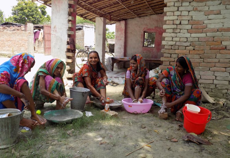 Credit: LEPRA Society Bihar Operations (India) Caption: Self-care - We care. Self-care is very important to take care of disability caused by Leprosy and LF. Creation of self-support group at village level has innovated in LEPRA project in Bihar. More than 80% Self-support Groups are practising regularly.